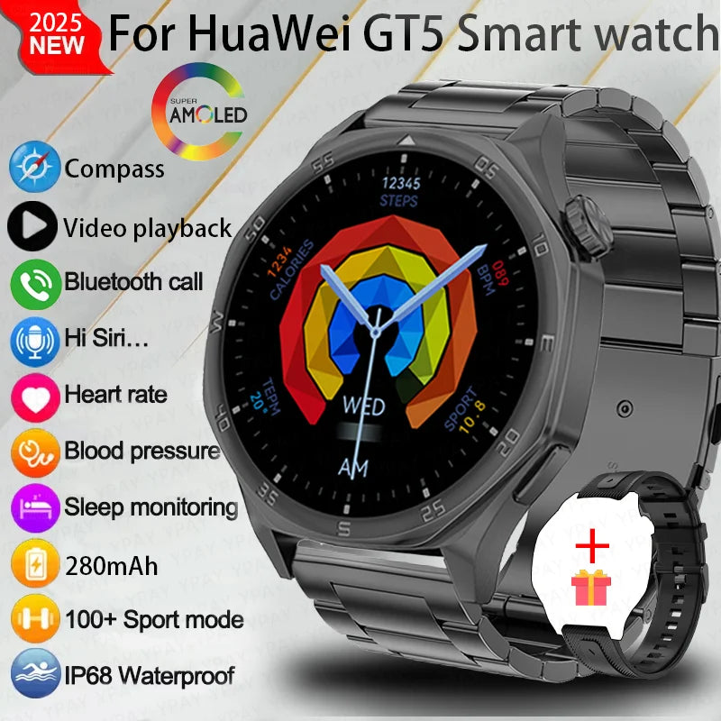 2025 New 3D Dial Smartwatch Heart Rate Health Monitor Bluetooth Call Compass IP68 Waterproof Men'S Smartwatch for Huawei Xiaomi