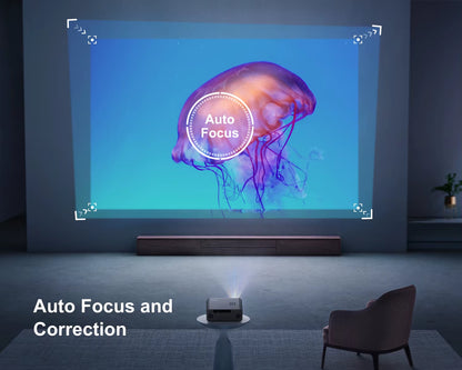 Auto Focus/4K Support Native 1080P Projector with Wifi 6 and Bluetooth 5.2 600ANSI Outdoor Home Projector 6D Keystone