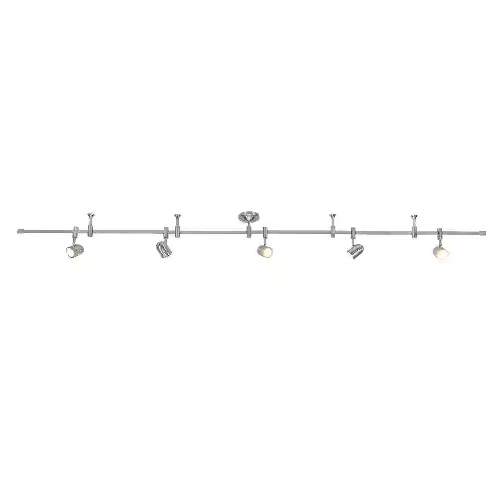 Flex Track 8 Ft. Brushed Nickel LED Ceiling Mounted Hard Wired Track Lighting Kit with Pinhole Head