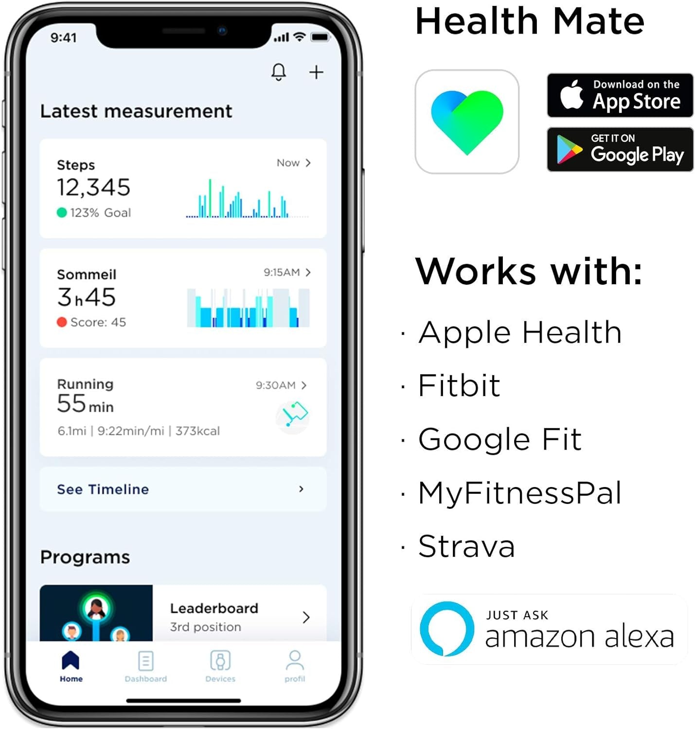 Steel HR Sport - Multisport Hybrid Smartwatch, Connected GPS, Heart Rate, Fitness Level via VO2 Max, Activity and Sleep Tracking, Notifications