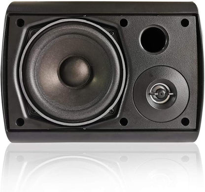 5.25 Inch Indoor Outdoor Bluetooth Speakers Patio Waterproof Wired Wall Mount System 300 Watts (Black)