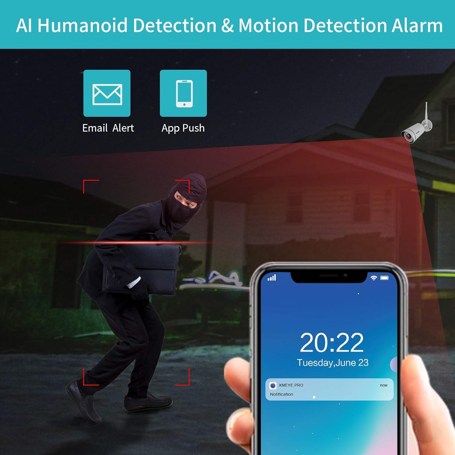 Wifi Security Camera System Face Detection 3MP Two Way Audio Security Cameras,8Channel NVR, Mobile&Pc Remote, IP66, Siren Alarm 7/24 Recording Night Vision with 500GB Hard Drive