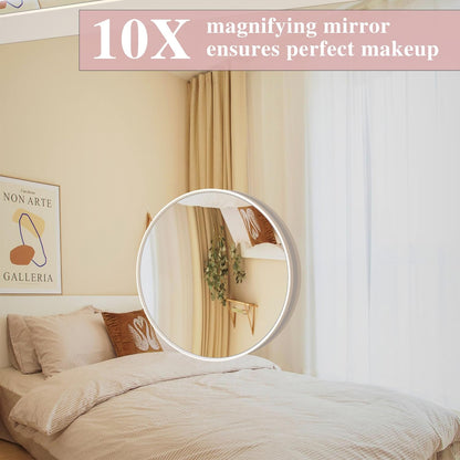 Vanity Mirror with Lights 33'' X 24'' Lighted Makeup Mirror with 11 Replaceable Bulbs and 10X Magnifier, USB Charging, Warm Light, Desktop or Wall Mounted (White)