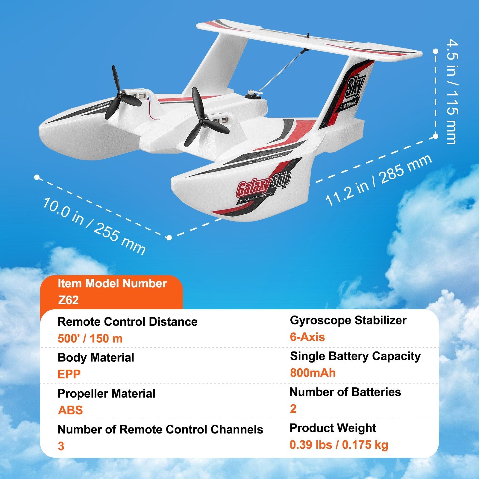 VEVOR Amphibious EPP Foam RC Airplane - Ultimate Fun in Air & Water with 2.4 GHz Remote Control!